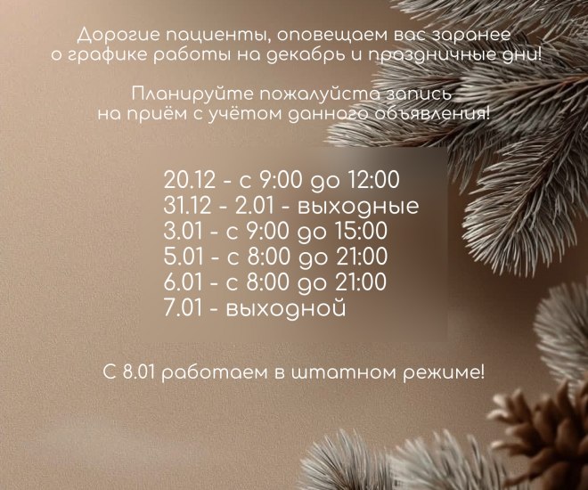 График работы на декабрь и праздничные дни