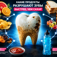 Какие продукты разрушают зубы быстрее, чем сахар
